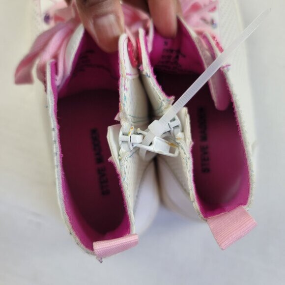 Steve Madden Metallic High Top Sneakers Size 2M NWOT Pink Lace Kids Shoes - Picture 5 of 10